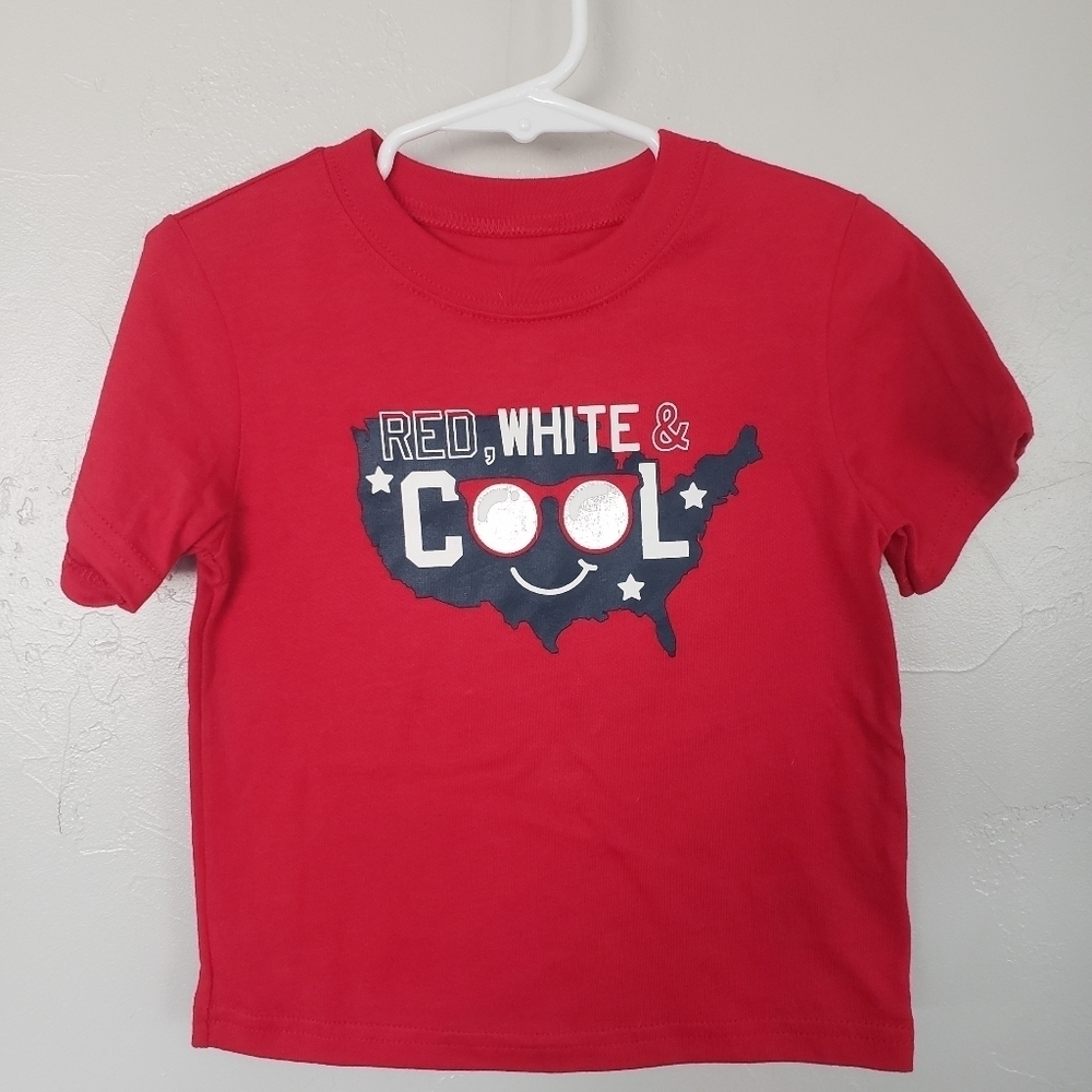 Way to Celebrate NWOT Toddler Boy 2T Red Short Sleeve T-shirt USA Red White Cool